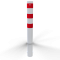 Barrier bollard | Steel tube  152 x 3.2 mm | stationary | for setting in concrete | hot-dip galvanized and white coatedwith three red reflecting stripes | total length: 1500 mm | with welded steel cap